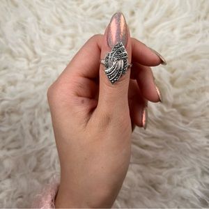 Marquise marcasite swirl Ring